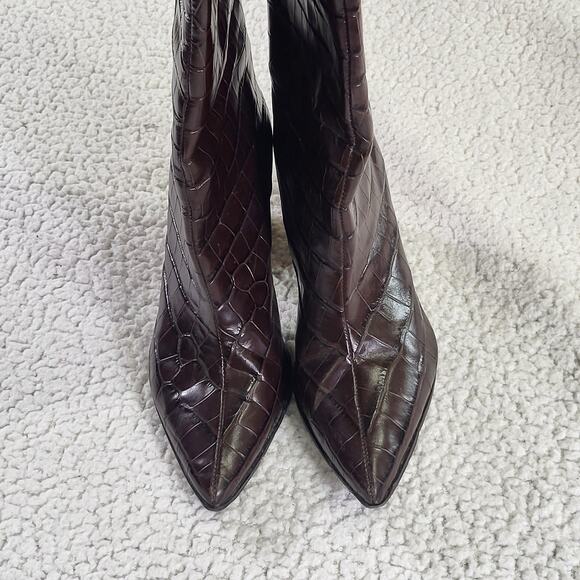 Schutz Maryana Block Boot Leather Dark Chocolate size 8.5B - Picture 3 of 6